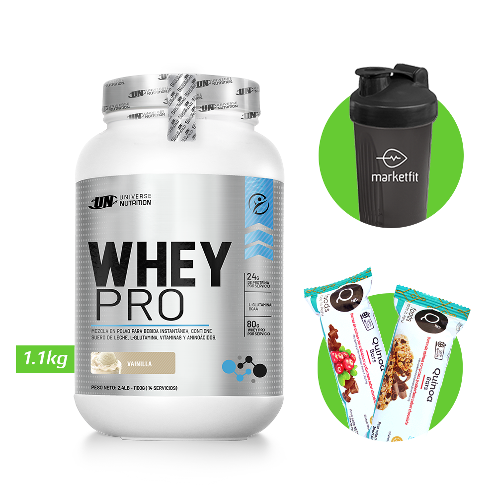 PROTEÍNA WHEY PRO UNIVERSE NUTRITION 1.1KG UN + REGALOS