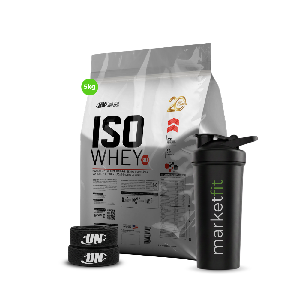 PROTEINA ISO WHEY UNIVERSE NUTRITION 5KG UN + SHAKER STRAPS Y REGALOS