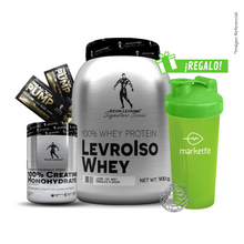 Cargar imagen en el visor de la galería, Pack LevroIso Whey 900gr + Creatina Kevin Levrone 300gr + 02 Sachets SHAABOOM PUMP + Shaker 600mL
