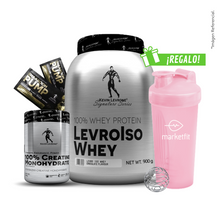 Cargar imagen en el visor de la galería, Pack LevroIso Whey 900gr + Creatina Kevin Levrone 300gr + 02 Sachets SHAABOOM PUMP + Shaker 600mL
