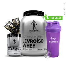 Cargar imagen en el visor de la galería, Pack LevroIso Whey 900gr + Creatina Kevin Levrone 300gr + 02 Sachets SHAABOOM PUMP + Shaker 600mL
