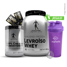Cargar imagen en el visor de la galería, Pack LevroIso Whey 900gr + Creatina Kevin Levrone 1kg + 02 Sachets SHAABOOM PUMP + Shaker 600mL
