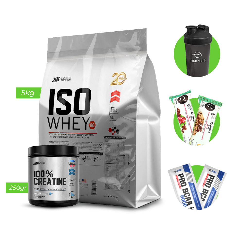Proteina Iso Whey UN 5kg + Creatina 100% UN 250gr + REGALOS