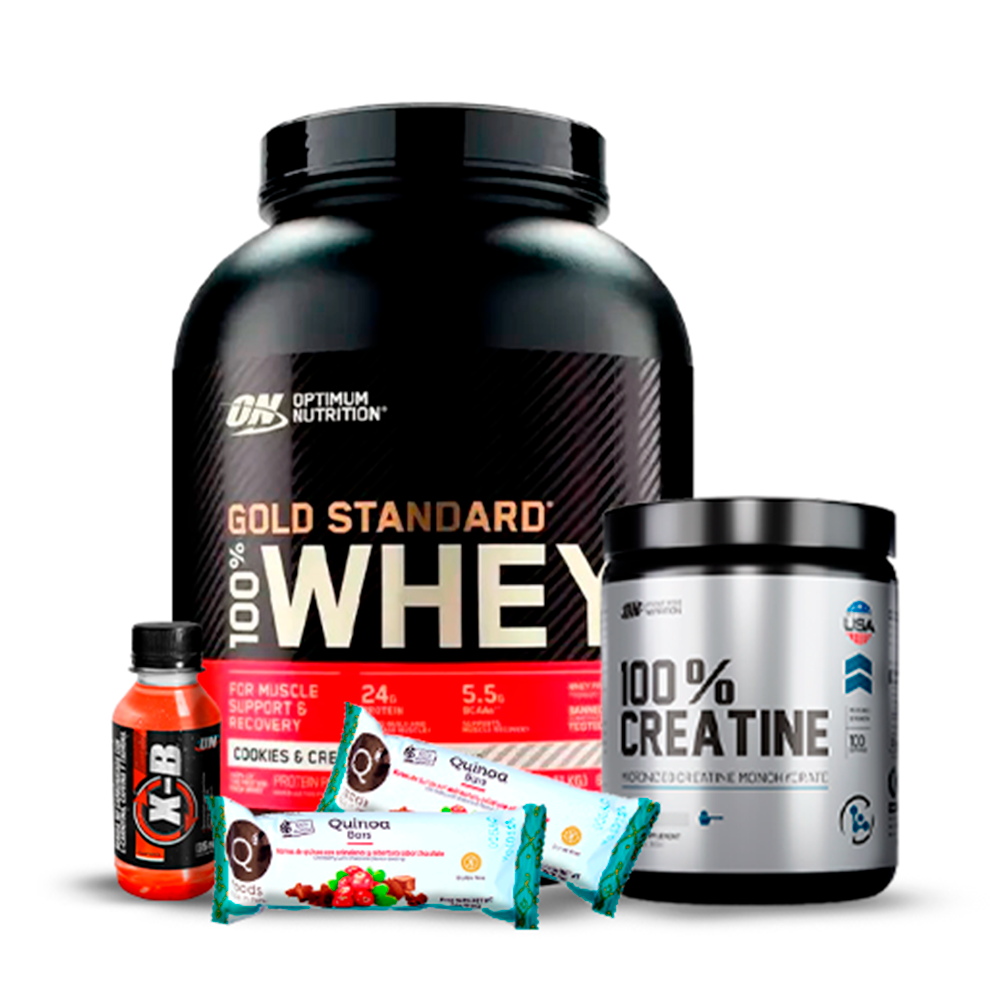 Promo Proteina Gold Standard 100% Whey 5lb + Creatina 100% UN 250gr + REGALOS