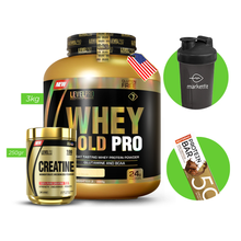 Cargar imagen en el visor de la galería, Proteina Whey Gold Pro 3kg + Creatina Micronizada 250gr LEVEL PRO+ REGALOS
