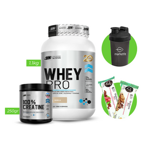Proteina Whey Pro UN 1kg + Creatina 100% UN 250gr + REGALOS