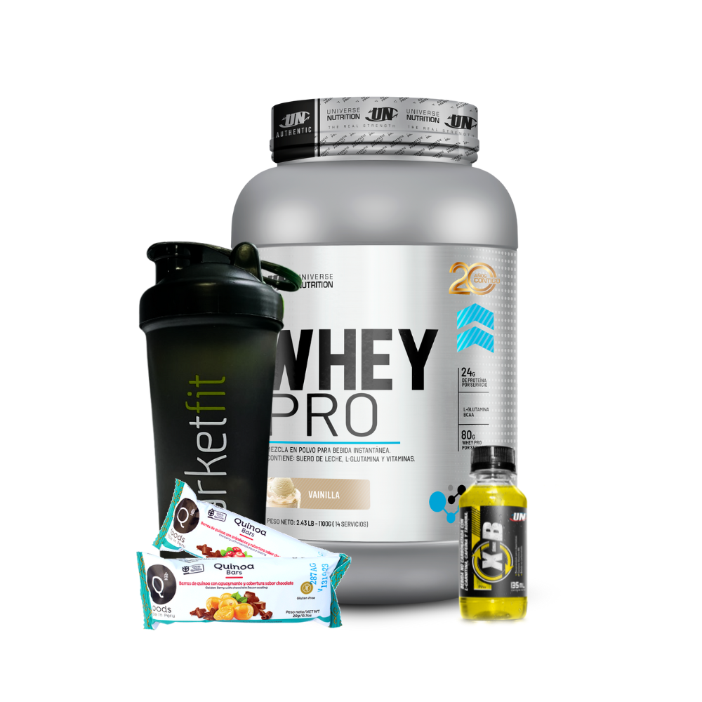 PROTEINA WHEY PRO UNIVERSE NUTRITION 1.1KG UN + SHAKER + STRAPS Y REGALOS