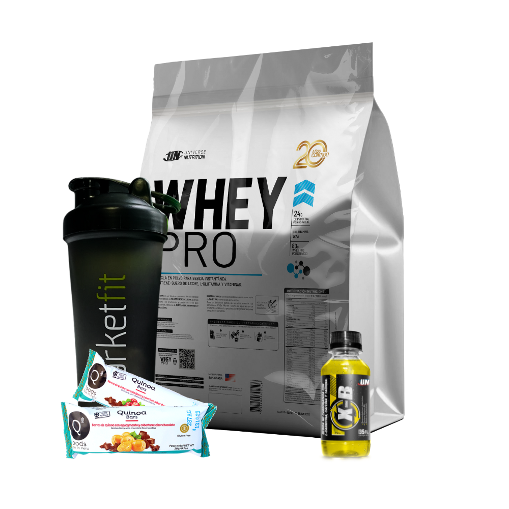 PROTEINA WHEY PRO UNIVERSE NUTRITION 3KG UN + SHAKER + STRAPS Y REGALOS
